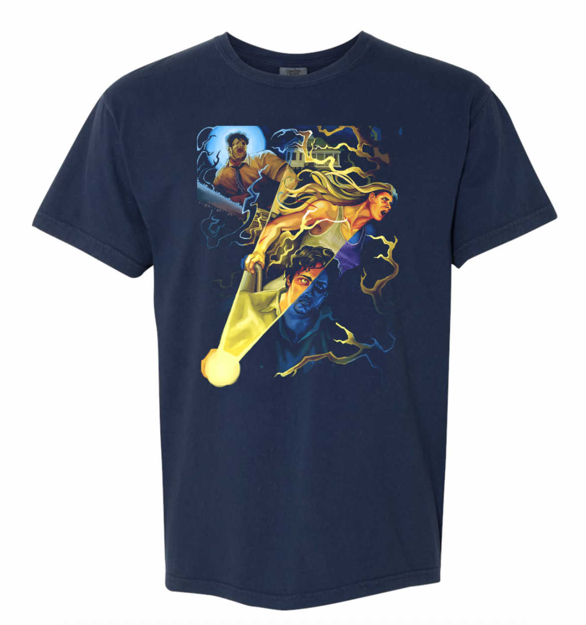 PREORDER Spotlight T-shirt - The Texas Chainsaw Massacre in color Navy Blue